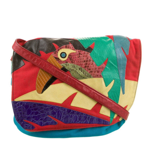 80'S MUTILCOLOR BIRD HANDBAG