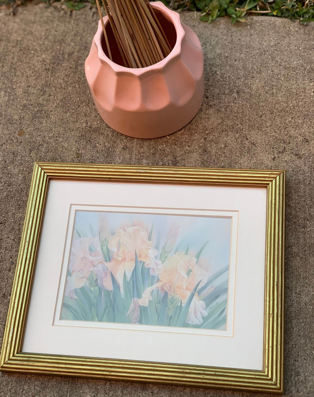 1950s Vase and Floral Wall Art Framed Picture Set