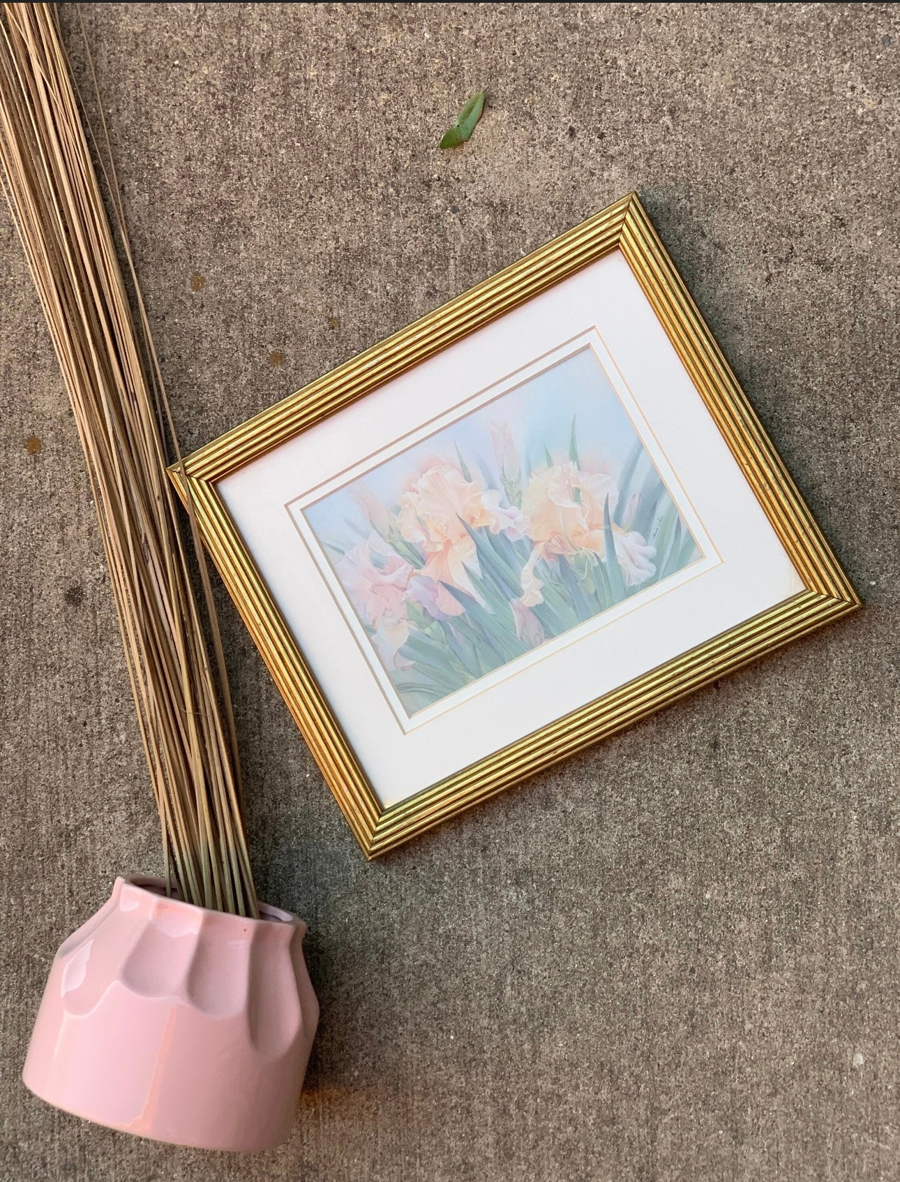 1950s Vase and Floral Wall Art Framed Picture Set