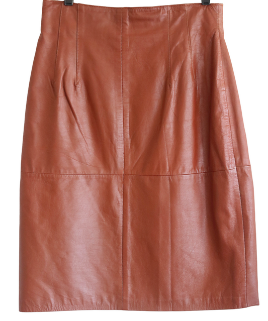 Cognac Leather Skirt