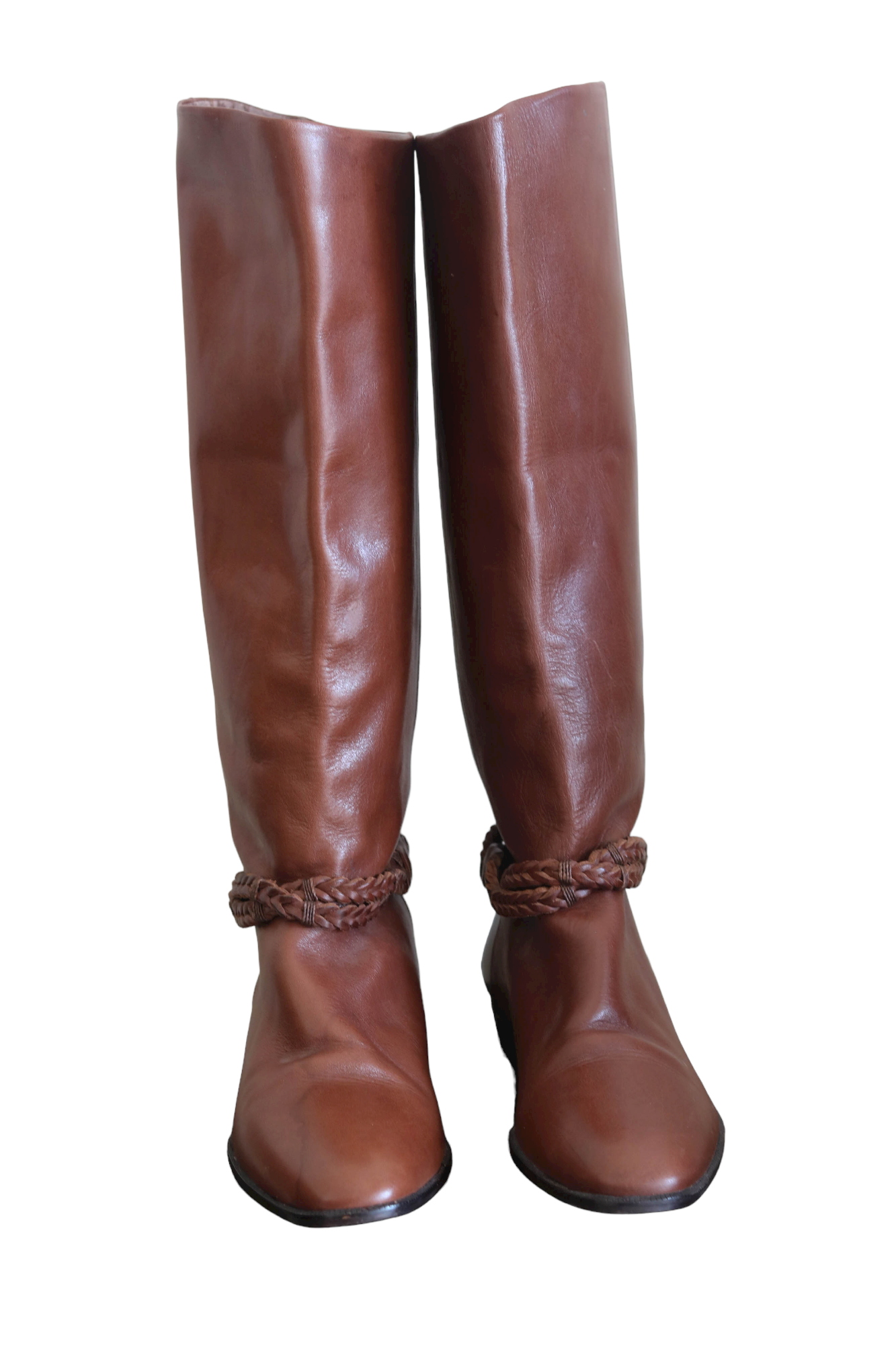 90s Brown Leather Knee Boots Riding Boots. Absolutely Gorgeous The perfect leather riding boots Made in Brazil Very Good Condition Sz 7