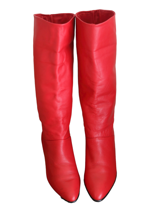 70s Red Leather Boots