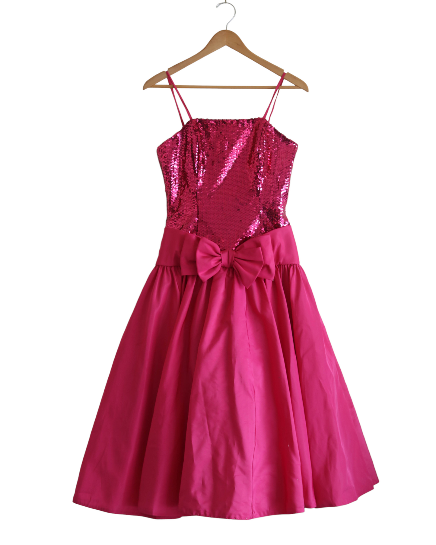 Hot Pink 80's Pink Sequin Bow Dress