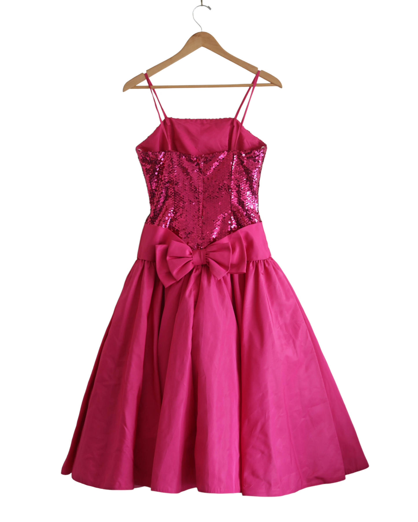 Hot Pink 80's Pink Sequin Bow Dress