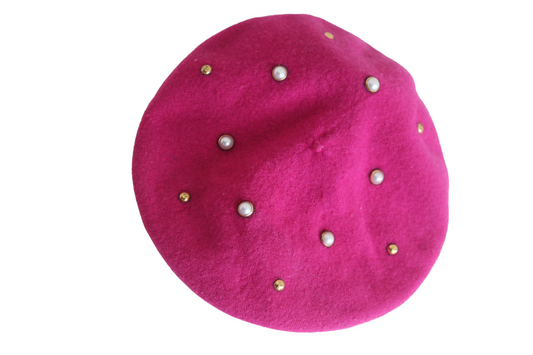 Pink Pearl Gold Beret